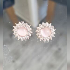 1 Ct Rose Quarts Vintage Elegant Pink Stud Earrings Moissonite Round Cut Sparkle